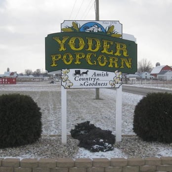 Yoder Popcorn - Sign from outside - Popcorn Shops Near Me - Shipshewana, Indiana