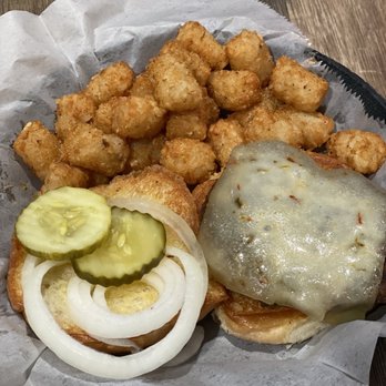Seasoned Pub & Grill - Pub burger with pepper jack & tots - Sports Bars Near Me - La Grange, Kentucky Seasoned Pub & Grill - Pub burger with pepper jack & tots - Sports Bars Near Me - La Grange, Kentucky