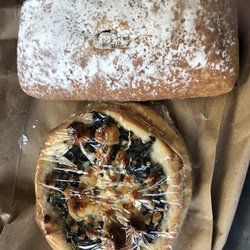 Laguna Garden Bakery - Chocolate milk roll?(4), spinach & cheese/garlic pizzeta(3.25)