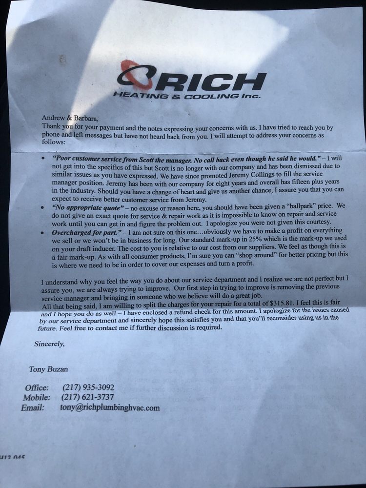 Slide of Rich Heating-Cooling & Plumbing