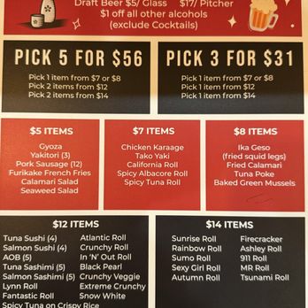 I Luv Sushi - Happy tummy hour menu - Sushi Bars Near Me - Lakewood, California