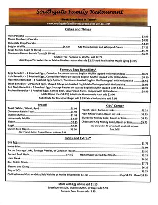 Menu photo 7 Southgate Family Restaurant Bath, ME Menu photo 7 Southgate Family Restaurant Bath, ME