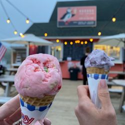 Harbor Ice Cream - Peppermint ice cream and blueberry ice cream. Yum