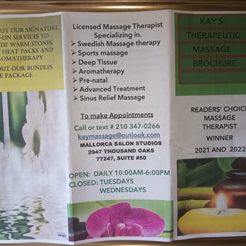 Kay's Therapeutic Massage - BROCHURE - Massage Therapy Near Me - San Antonio, Texas Kay's Therapeutic Massage - BROCHURE - Massage Therapy Near Me - San Antonio, Texas