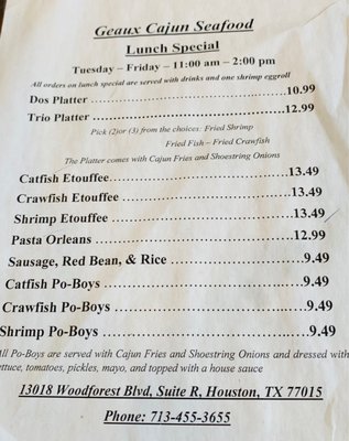Menu photo 1 Geaux Cajun Houston, TX