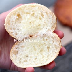 Nutripan 2 - Inside of Pan de Bono ($2) a.k.a. Almojábana. Really tasty! Chewy inside, quite sweet.