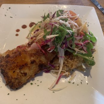 Stone House Cafe - Coconut Crusted Mahi w/pineapple fried rice. - Cafes Near Me - Saint Thomas, Virgin Islands Stone House Cafe - Coconut Crusted Mahi w/pineapple fried rice. - Cafes Near Me - Saint Thomas, Virgin Islands