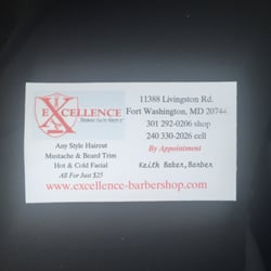 Excellence Barbershop - Keith Baker, Barber's Card