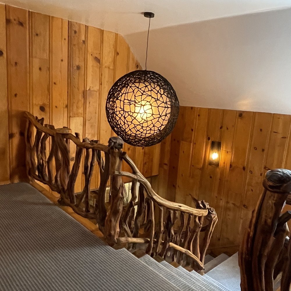 The Creekstone - Staircase with unique wood bannister - Hotels Near Me - Idyllwild, California The Creekstone - Staircase with unique wood bannister - Hotels Near Me - Idyllwild, California