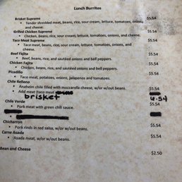 Lunch menu Lunch menu