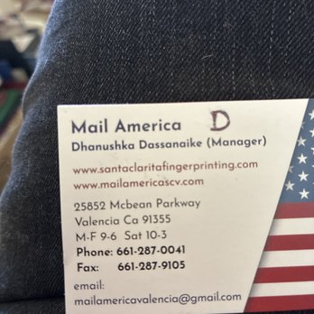 Mail America - Managers card - Shipping Centers Near Me - Valencia, California Mail America - Managers card - Shipping Centers Near Me - Valencia, California