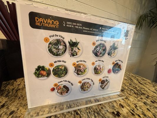 Menu photo 2 Da Vang Restaurant Phoenix, AZ