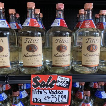 Fossil Creek Liquor - a display of titos vodka bottles - Beer, Wine & Spirits Near Me - Irving, Texas Fossil Creek Liquor - a display of titos vodka bottles - Beer, Wine & Spirits Near Me - Irving, Texas