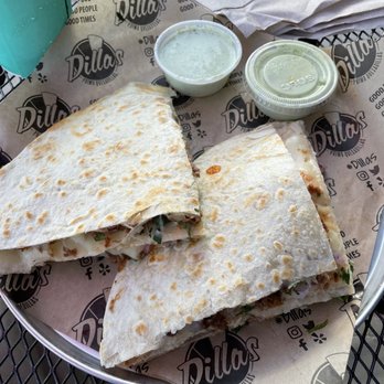 Dillas Quesadillas - The Lone Star...pretty good, but maybe a bit too much BBQ sauce. - American Near Me - McKinney, Texas Dillas Quesadillas - The Lone Star...pretty good, but maybe a bit too much BBQ sauce. - American Near Me - McKinney, Texas