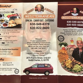 Chef Abdul Mediterranean - Menu - Mediterranean Near Me - St. Charles, Illinois