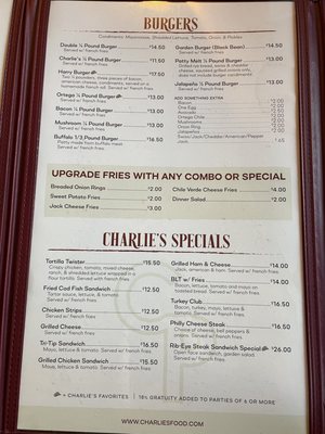 Menu photo 1 Charlie's Place San Luis Obispo, CA Menu photo 1 Charlie's Place San Luis Obispo, CA