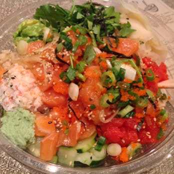 Poki Star - Large salmon & spicy tuna with brown rice base & everything on it. Yummy!! - Hawaiian Near Me - Huntington Beach, California Poki Star - Large salmon & spicy tuna with brown rice base & everything on it. Yummy!! - Hawaiian Near Me - Huntington Beach, California