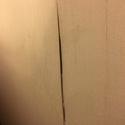 Moldy? Stained split and bubbling wallpaper next to bed. Not to mention shredded and ripped curtains, along w odors in room and hall. Moldy? Stained split and bubbling wallpaper next to bed. Not to mention shredded and ripped curtains, along w odors in room and hall.