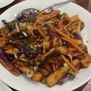Wo's Chinese Restaurant - Eggplant with Pork in chili sauce. - Chinese Near Me - Vancouver, British Columbia Wo's Chinese Restaurant - Eggplant with Pork in chili sauce. - Chinese Near Me - Vancouver, British Columbia