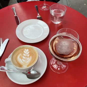 Buvette - Cappuccino and the maraschino cherry champagne drink yum!!! - French Near Me - New York, New York