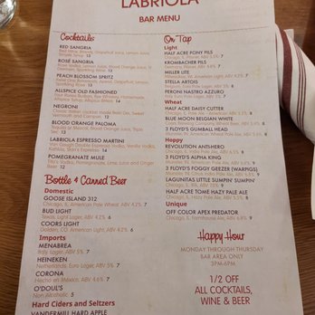 Labriola - Menu cocktails - Italian Near Me - Chicago, Illinois Labriola - Menu cocktails - Italian Near Me - Chicago, Illinois