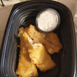 Fried whiting that resemble no flavor frozen fish sticks thrown together with sides .
