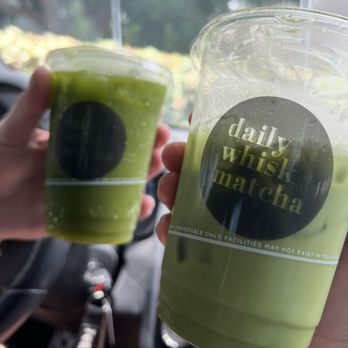 Daily Whisk Matcha - Lilikoi soda matcha and iced almond milk matcha with honey - Cafes Near Me - Honolulu, Hawaii