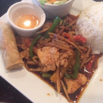 Thai Orchid - 9. Pad Ped Lunch Special with salad and spring role - Thai Near Me - Indianapolis, Indiana Thai Orchid - 9. Pad Ped Lunch Special with salad and spring role - Thai Near Me - Indianapolis, Indiana