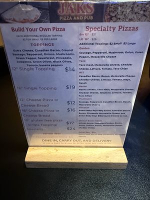 Menu photo 1 Jaks Pizza & Pub Park View, IA Menu photo 1 Jaks Pizza & Pub Park View, IA