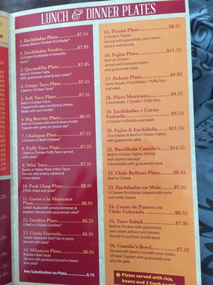 Menu photo 6 Camila’s Mexican Restaurant San Antonio, TX