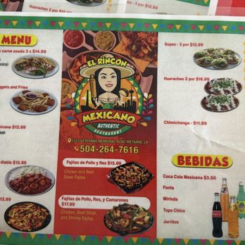 El Rincón Mexicano - Menu March 2026 - Mexican Near Me - Metairie, Louisiana El Rincón Mexicano - Menu March 2026 - Mexican Near Me - Metairie, Louisiana