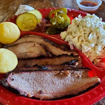 5 BarBQ - Sliced brisket & smoked pepper belly w/coleslaw. - Barbeque Near Me - Bowie, Texas 5 BarBQ - Sliced brisket & smoked pepper belly w/coleslaw. - Barbeque Near Me - Bowie, Texas