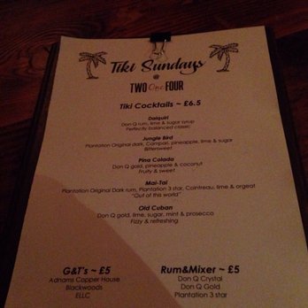 214 Bermondsey - Sunday menu - Cocktail Bars Near Me - London, XGL