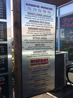 Menu photo 2 BigFoot Java Tacoma, WA
