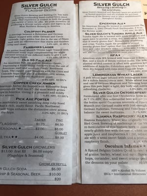 Menu photo 3 Silver Gulch Brewing & Bottling Fairbanks, AK Menu photo 3 Silver Gulch Brewing & Bottling Fairbanks, AK