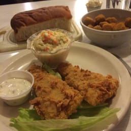 Fish special, cole slaw, okra.