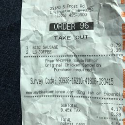 the receipt for the order