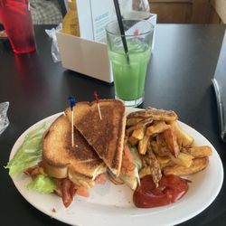 Rayz on the Bay - Mermaid Water with BLT on Texas Toast and homemade French Fries.