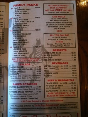 Menu photo 3 Outlaw's Barbeque Grand Prairie, TX Menu photo 3 Outlaw's Barbeque Grand Prairie, TX
