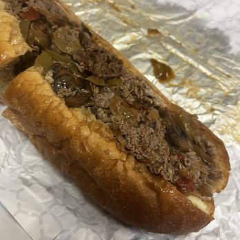 Those Guys Pies - The Works Cheesesteak with cooper sharp cheese (unfortunately layered in the bottom, not mixed in meat) - Pizza Near Me - Henderson, Nevada