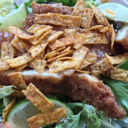 McDonald's - Southwest crispy chicken salad... The glaze and lime are so good that I don't use dressing