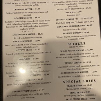 Blarney Station - Menu - Pubs Near Me - East Rutherford, New Jersey