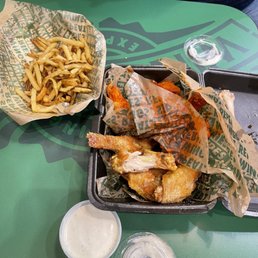 our meal for 2, hot wings & the garlic parmesan & fries.