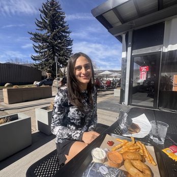 Famburger - Beautiful wife, side of "Frings." Fry's and onion rings. - Burgers Near Me - Durango, Colorado