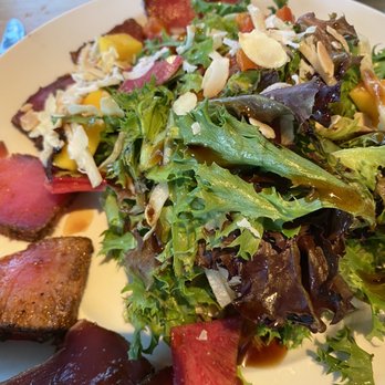 Seasons 52 - Maui crunch salad (tuna around outside). Order it with dressing on the side- it's a bit heavily dressed - New American Near Me - Troy, Michigan Seasons 52 - Maui crunch salad (tuna around outside). Order it with dressing on the side- it's a bit heavily dressed - New American Near Me - Troy, Michigan