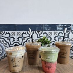 Motw Coffee - Strawberry Matcha Caramel Avalanche Iced Caramel latte  Iced Biscoff latte