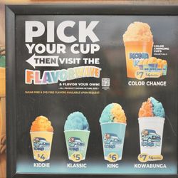 Kona Ice - Cups sizes and prices.