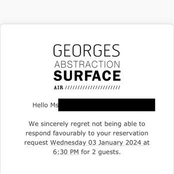 Le Georges - Reservation cancellation email received less than 24 hours before reservation time. - French Near Me - Paris, 75