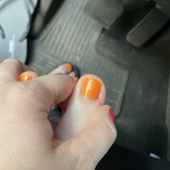 Quarry Nails - On the left side, my nail isn't even painted all the way, on the right side is where I was cut. - Nail Salons Near Me - San Antonio, Texas Quarry Nails - On the left side, my nail isn't even painted all the way, on the right side is where I was cut. - Nail Salons Near Me - San Antonio, Texas