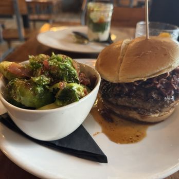 Rusteak - Korean burger with maple bacon Brussels sprouts - New American Near Me - Orlando, Florida
